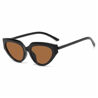 Imagem de Óculos de Sol Jelly Color Cat Eye Feminino Punk Masculino UV400 para Esportes ao Ar Livre, Corrida e Ciclismo, Preto e Marrom