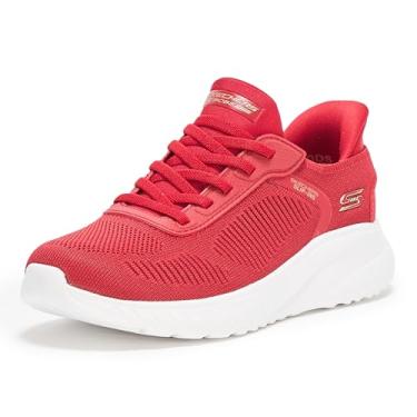 Imagem de Skechers Tênis feminino Hands Free Slip-ins Bobs Squad Chaos-Current Muse, Vermelho, 10 Wide