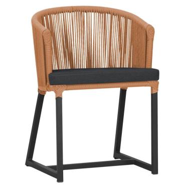 Imagem de Cadeira De Jantar Noronha Alumínio Preta E11 Trama  Terra Cota