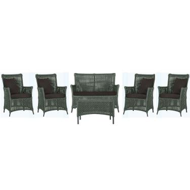 Imagem de Jogo Sofá 4 Poltronas E Mesa Igapó Preta E9 Trama Original Verde