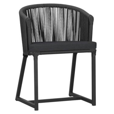 Imagem de Cadeira De Jantar Noronha Alumínio Preta E11 Trama  Preto