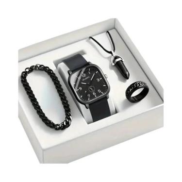 Imagem de Conjunto De Relógios De Quartzo Masculinos De Moda 4PCS Com Pulseira D