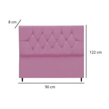 Imagem de Cabeceira Cama Box Estofada Solteiro 90 Cm Suede Melissa Cor:rosa