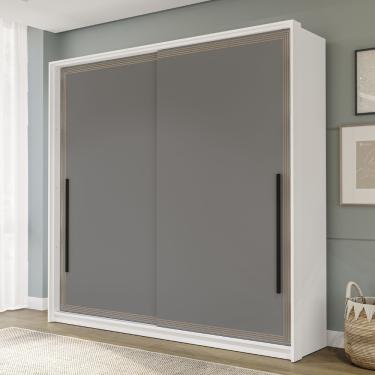 Imagem de Guarda Roupa Casal 2 Portas de Correr Valência Politorno - Branco/Cinza