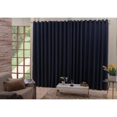Imagem de Cortina Sala Em Tecido Semi Blackout Preto 5,00X2,70