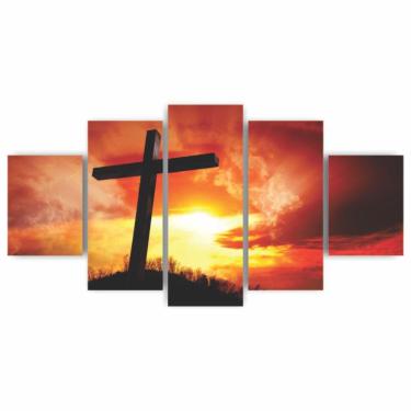 Imagem de Quadros Decorativos Religioso Por Do Sol Cruz
