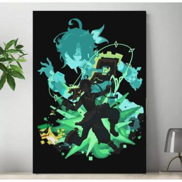 Imagem de Quadro Genshin Impact Personagens Placa Decorativa Game Anime MDF 20x2