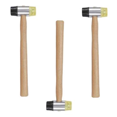 Imagem de Martelo Intercambiavel Kit 3 Uni Reparo Construçao Ladrilho Taco Cabo Madeira Montagem Manutençao Moveis Artesanato