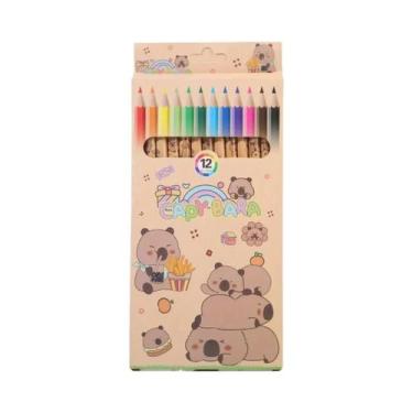 Imagem de Conjunto De 12 Lápis De Cor De Madeira Capybara Para Escola, Escritóri