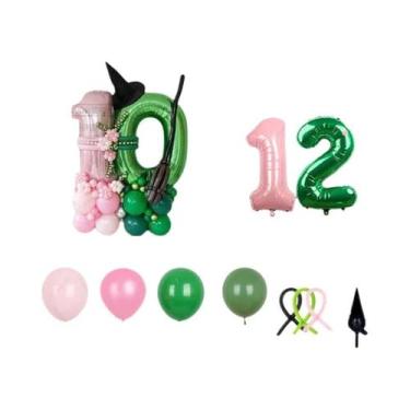 Imagem de Balões De Aniversário Rosa E Verde De 32 Polegadas, 51 Peças, Decoraçã