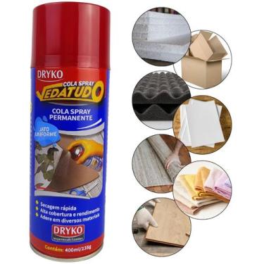 Imagem de Cola Spray Permanente Seca Rápido Incolor 400ml Vedatudo - DRYKO, Cola