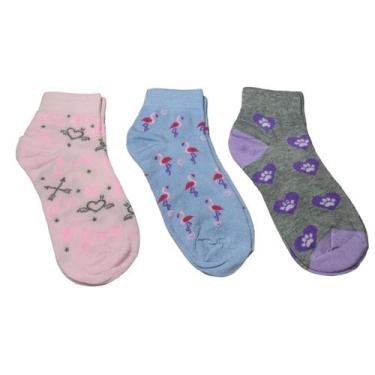 Imagem de Kit Meia 3 pares Feminina Cano Curto Confort Rpwc21085, Multicolor, UN