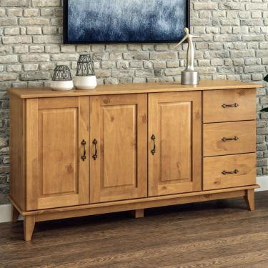 Imagem de Aparador Buffet 156cm Madeira Maciça 3 Portas Hazel Carvalho Z25 - Mpozenato