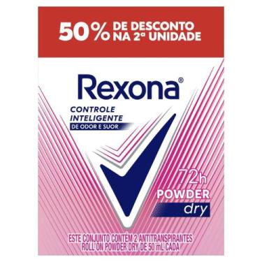 Imagem de Desodorante Roll-on Powder Dry 72h Rexona 50ml 2 Unidades