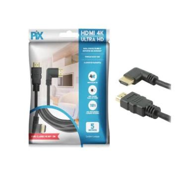 Imagem de Cabo HDMI 2.0 - 4K HDR 19P - 30AWG - 5M - 90 Graus - Pix
