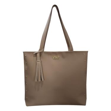 Imagem de Bolsa Sacola Feminina Grande De Ombro Universitária Reforçada Amêndoa