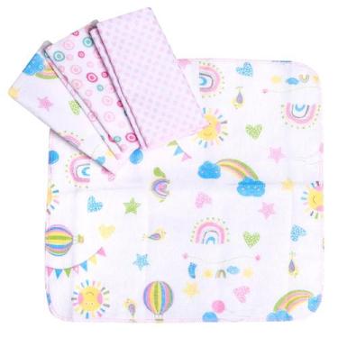 Imagem de Kit com 4 Unidades Pano Paninho Fralda de Boca para Bebe Babete Paninh