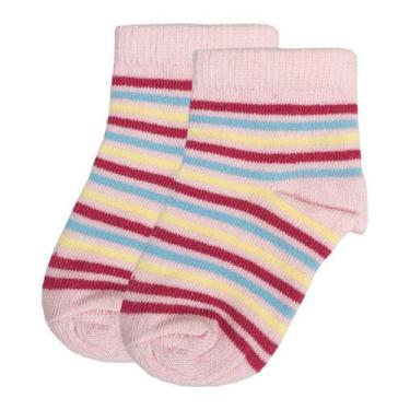 Imagem de Meia Rosa Listrada Infantil - Meias Gelder, 0-1 ano