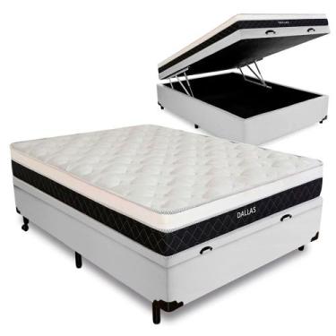 Imagem de Cama Box Baú Viúva + Colchão Molas Ensacadas Dallas D33 128x188x58cm -