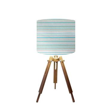 Imagem de Abajur Mesa Tripé Madeira 60cm Cores Estampadas -Md1001 Cúpula Ø30