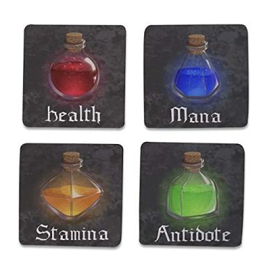 Imagem de Kit 4 Porta Copos RPG Potions Cozinha Criativa Geek cor:Preto