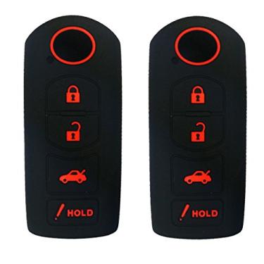 Imagem de Coolbestda 2 peças de silicone Smart Key Fob capa controle remoto sem chave para Mazda 3 6 CX-7 CX-9 MX-5 Miata 4 botões preto