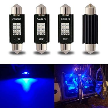 Imagem de iBrightstar 9-30V Extremamente Brilhante 211-2 212-2 578 Lâmpadas LED Festoon Livre de Erros 4.1 cm 41mm para Mapa Interior Luzes de Cúpula e Placa de Licença, Azul