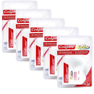 Imagem de Kit 5 Fita Dental Colgate Total Encerada 25m