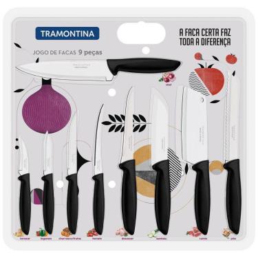 Imagem de Jogo De Facas Em Inox Tramontina Plenus Preto 9 Peças