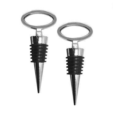 Imagem de Oggi Conjunto de 2 rolhas ovais de garrafa de vinho, liga cromada, zinco