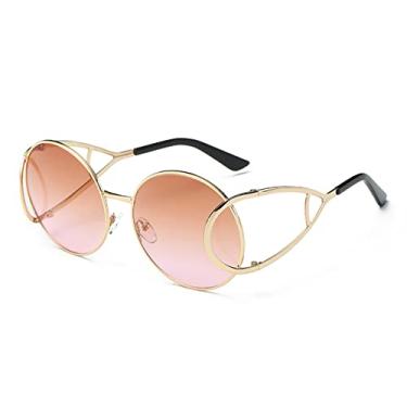 Imagem de Óculos de sol estilo pessoal designer Lunette De Soleil Femme De Sol Lentes De Sol Mujer Cool Eyewear, C05 Gold Tea Pink, Packing A