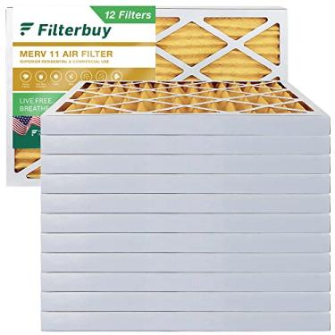 Imagem de Filterbuy Filtro de ar 16x36x2 MERV 11 Defesa alergênica (pacote com 12), substituição de filtros de ar de forno CA HVAC plissado (tamanho real: 38 x 90 x 4 cm)