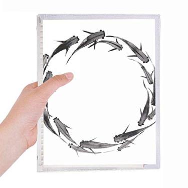Imagem de Caderno chinês com carpa preta e animais, diário de folhas soltas recarregável, artigos de papelaria