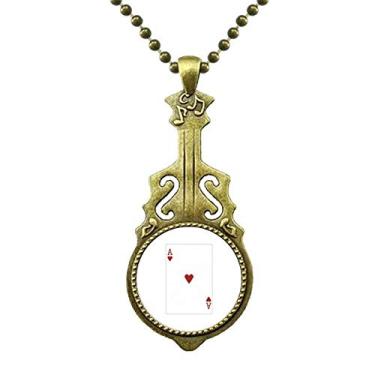 Imagem de DIYthinker Colar com estampa de cartas de baralho de coração A joia antiga pingente de música de guitarra