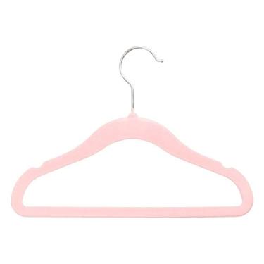 Imagem de Cabide Veludo Infantil Slim Rosa  Kit 10 pçs