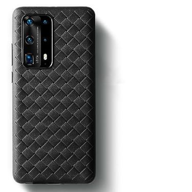 Imagem de Estojo de tecelagem de grade para Huawei P40 P20 P30 Lite Mate 30 10 20 For Honor 20 Pro 8X 10 Lite Play Capa traseira de couro macio, preto, para Huawei Nove 5
