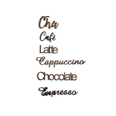Imagem de Kit Palavras: Café, Chá, Capuccino, Expresso, Latte, Chocolate; - Jeito Próprio Artesanato