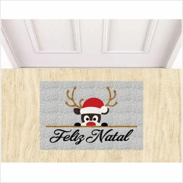 Imagem de Tapete Feliz Natal, Rena Papai Noel Medida Porta.
