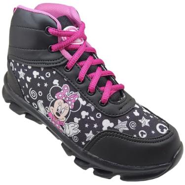 Imagem de Tênis de Led Infantil Luzinha Feminino Minnie Preto Botinha Tamanho:30;Cor:Preto