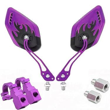 Imagem de Nakazawa Espelhos de bicicleta para guidão pacote com 2, acessório essencial para bicicleta elétrica, espelho de bicicleta Mirrycle, espelhos de bicicleta para condução segura, espelho retrovisor do guidão, peças e acessórios para bicicleta Lowrider (roxo)
