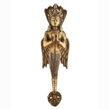Imagem de Maçaneta de porta feita à mão de cobre puro Poseidon Maçaneta de porta personalidade retro alça de cobre para decoração de porta de casa, latão, B (latão A)