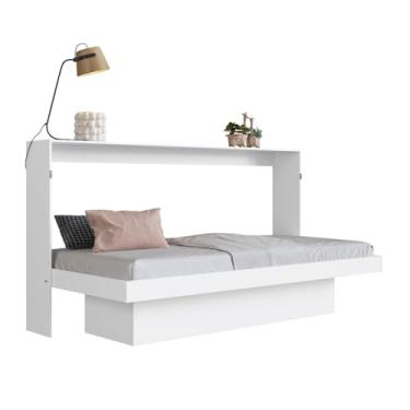 Imagem de Cama de Solteiro com Estação de Trabalho Latino Branca