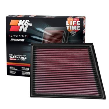 Imagem de K&N Filtro de ar do motor original de alto fluxo vitalício: Aumento de potência: Premium, Lavável: Compatível com BMW 2014-2024: (Veja a descrição do produto para modelos selecionados) 33-3025
