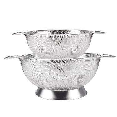 Imagem de Gulex Conjunto de escorredor e filtro de aço inoxidável (5 litros e 3 quartos), filtro para alimentos de cozinha, pode ser lavado na lava-louças