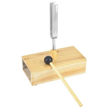 Imagem de Diapasão 440 Hz Instrumento experimental de virbração de diapasão com caixa de ressonador de madeira e aldrava