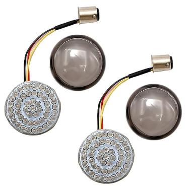 Imagem de ZUDKSUY 2 peças de luzes traseiras de seta, luzes traseiras de freio de 5 cm vermelhas com tampa de lente fumê de substituição para Harley Sporster 1200 Street Glide Road King Dyna Softail 2020