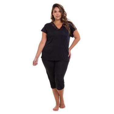 Imagem de Pijama Capri Liganete Preto Sepie 2470 Plus Size, Preto, 48