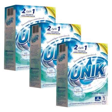 Imagem de 3x Sabão em Pó Para Maquina de Lavar Louça Unik 1kg Detergente Sem Fragrância
