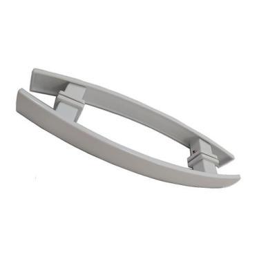 Imagem de Puxador duplo curvo 30x20cm para porta de vidro e portão - Branco - De