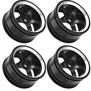 Imagem de 4Pcs Vgoohobby Metal Wheel Rims 12mm Hex Hub 5-Spoke Width 26mm Compatible with 1/10 Tamiya Kyosho HSP HPI Traxxas RedCat Sakura 1/10 On-Road Racing Touring RC Drift Car (Black)